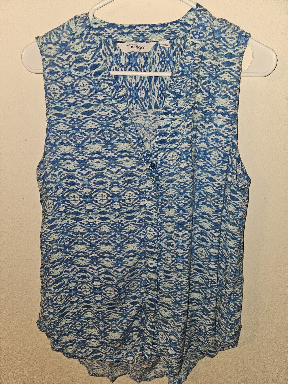 Indigo Womans Sleeveless Blouse Size L